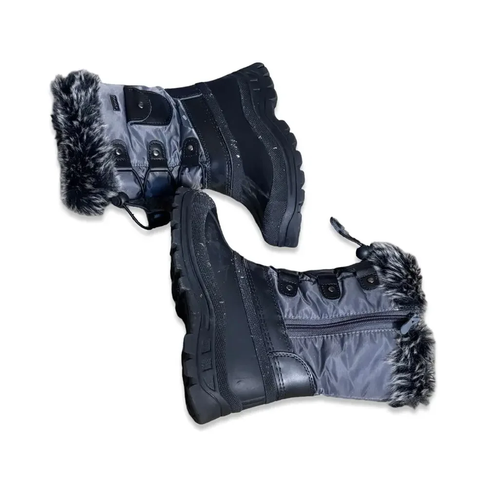 Dream Pairs Kids Waterproof Snow Boots Grey Black Faux Fur Lined Winter‎ US 1